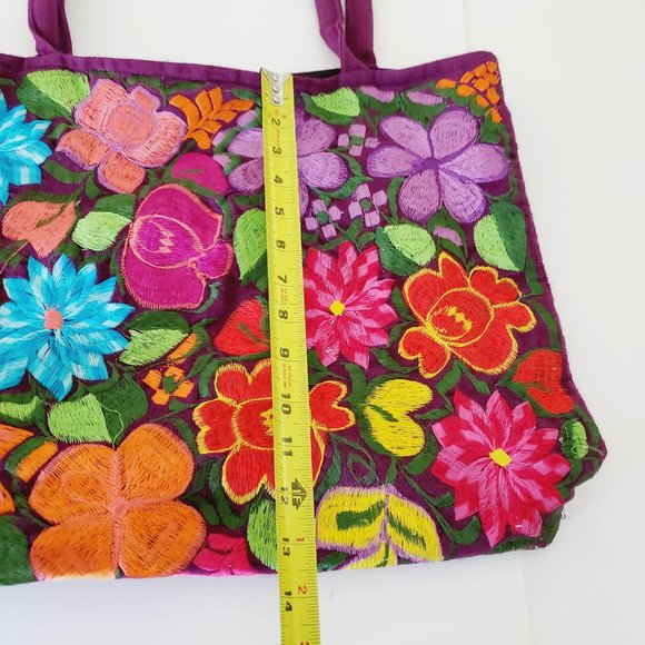 Vintage Bag Embroidered Boho Floral Shoulder Purple - Picture 9 of 11